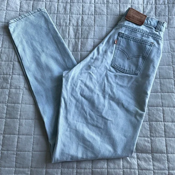 RARE Vintage 1980s White & Orange Tab Ultra Light Wash Levi’s Jeans 26W - Picture 2 of 6